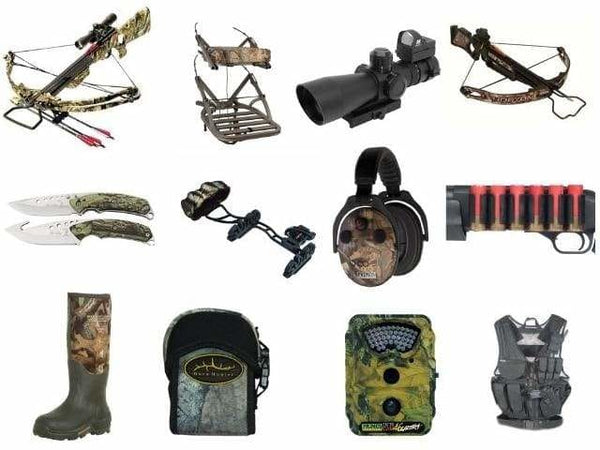 Everything you need for hunting season such as, crossbows, arrows, shooting gear, firearm accessories, trail and scouting cameras, hearing protection, rifle & handgun cases, binoculars & scopes