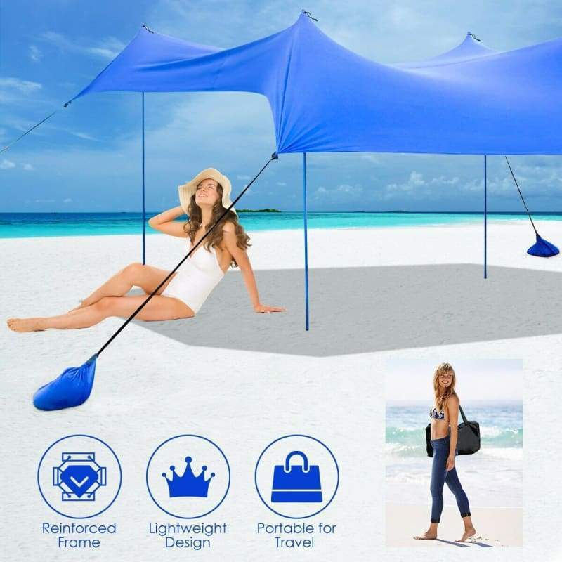 10’ x 9’ Beach Tent Canopy Sunshade w/ 4 Poles beach, camping, Outdoor | Camping beach accessories K-R-S-I