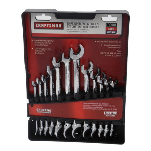 CRAFTSMAN 12-Piece Open End Box End Ratcheting Wrench Set - Metric SAE [99901] Automotive/RV, Automotive/RV | Accessories, Boat Outfitting,