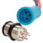 Bluewater 22mm Push Button Switch - Off/(On) Momentary Contact Blue/Red LED 1’ Lead [9059-2113-1] 1st Class Eligible, Brand_Bluewater,