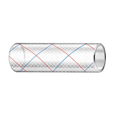 Trident Marine 5/8" x 50' Clear Reinforced PVC Hose Tubing Red  Blue Tracer [162-0586]