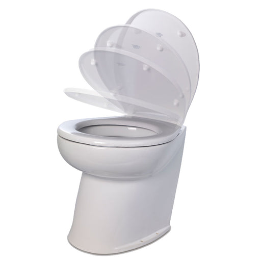 Jabsco Deluxe Flush 14’ Angled Back 12V Raw Water Electric Marine Toilet w/Remote Rinse Pump Soft Close Lid [58260-3012] Brand_Jabsco,