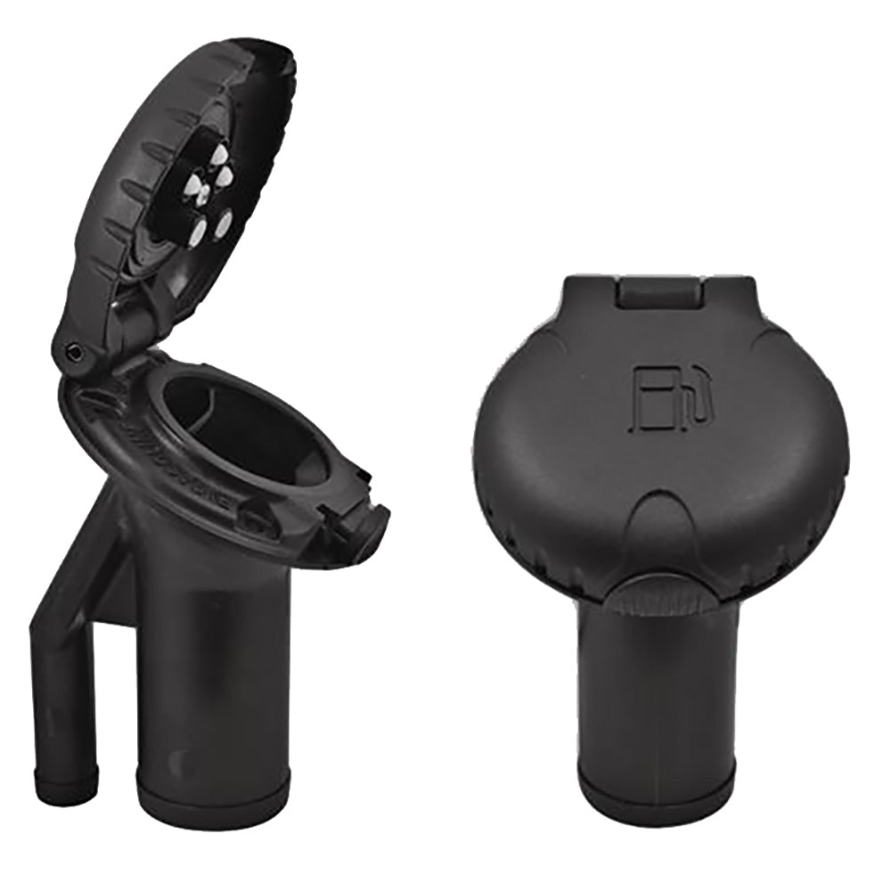 Attwood Deck Fill f/Pressure Relief Systems - Angled Body Scalloped Black Plastic Cap [99DFPVAB1S] Boat Outfitting, Outfitting | Fuel
