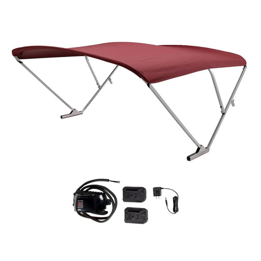 SureShade Battery Powered Bimini - Clear Anodized Frame Burgundy Fabric [2021133090] Boat Outfitting, Outfitting | Accessories,