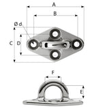 Wichard Diamond Pad Eye - Round - 79mm Length (3-7/64") - M6 Screw [6645W]