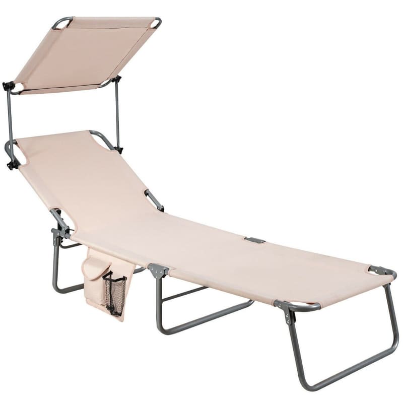 Adjustable Outdoor Recliner Chair with Canopy Shade BEIGE beach, outdoor, Outdoor | Accessories, Outdoor | Camping, outdoors beach 