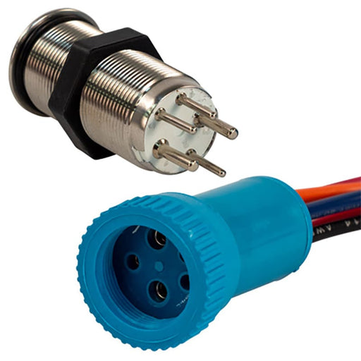 Bluewater 19mm Push Button Switch - Off/On Contact Blue/Red LED 4’ Lead [9057-1113-4] 1st Class Eligible, Brand_Bluewater, Electrical,