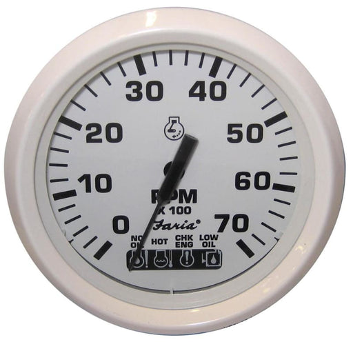 Faria Dress White 4 Tachometer w/Systemcheck Indicator - 7000 RPM (Gas) (Johnson / Evinrude Outboard) [33150] Boat Outfitting, Boat