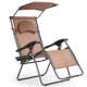 Folding Recliner Lounge Chair with Shade Canopy Cup Holder Brown beach, Camping, Camping | Accessories, Outdoor | Camping Sports & Outdoors