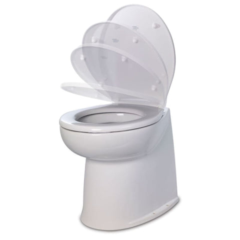 Jabsco Deluxe Flush 14’ Straight Back 12V Freshwater Electric Marine Toilet w/Solenoid Valve Soft Close Lid [58080-3012] Brand_Jabsco,
