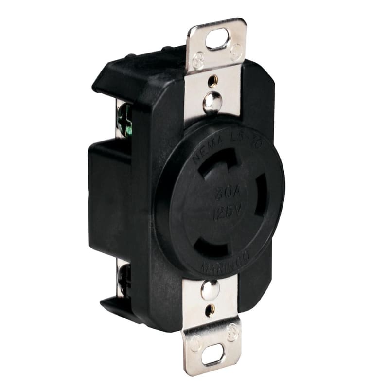 Marinco 305CRRB 125V 30Amp Locking Receptacle - Black [305CRRB] 1st Class Eligible, Boat Outfitting, Boat Outfitting | Shore Power,