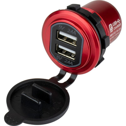 Sea-Dog Round Red Dual USB Charger w/1 Quick Charge Port + [426504-1] 1st Class Eligible, Brand_Sea-Dog, Electrical, Electrical