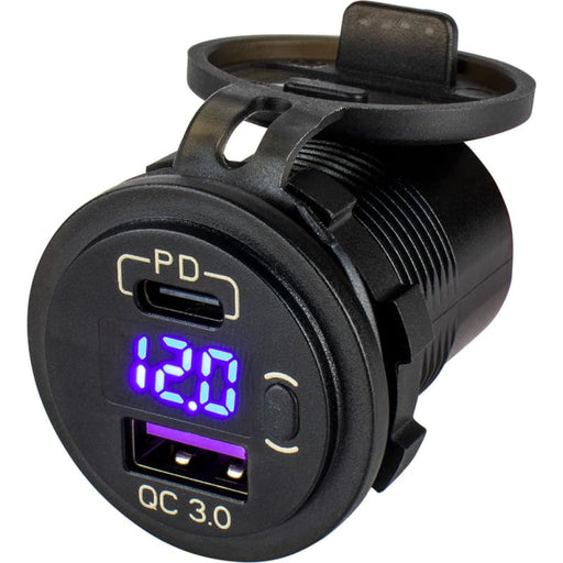 Sea-Dog Round USB USB-C Power Socket w/Hidden Voltmeter [426518-1] 1st Class Eligible, Brand_Sea-Dog, Electrical, Electrical | Accessories
