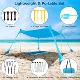 Sun Shade Beach Tent (w/ Sandbags Poles & Shovel) beach, beach party, Camping, Tents KARISI