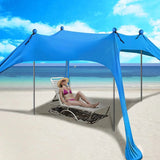 Sun Shade Beach Tent (w/ Sandbags Poles & Shovel) BLUE / 10x10 ft beach, beach party, Camping, Tents KARISI