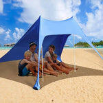 Sun Shade Beach Tent (w/ Sandbags Poles & Shovel) BLUE / 7x7 ft beach, beach party, Camping, Tents KARISI