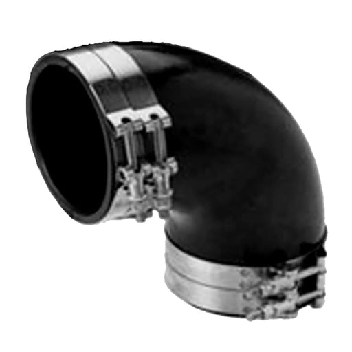 Trident Marine 4’ ID 90 - Degree EPDM Black Rubber Molded Wet Exhaust Elbow w/4 T - Bolt Clamps [TRL - 490 - S/S] Boat Outfitting,