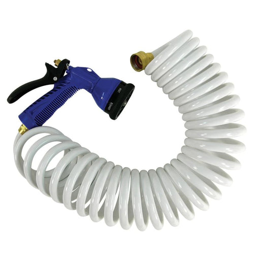 Whitecap 50 White Coiled Hose w/Adjustable Nozzle [P-0442] Boat Outfitting, Boat Outfitting | Cleaning, Brand_Whitecap, Marine Plumbing & 