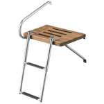 Whitecap Teak Swim Platform w/2-Step Telescoping Ladder f/Boats w/Outboard Motors [68900] Brand_Whitecap, Marine Hardware, Hardware