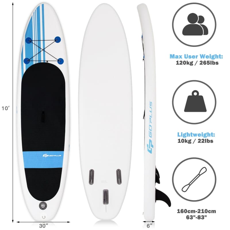 10’ Inflatable Stand Up Paddle Board with Carry Bag Paddle Board, Paddle Boards, Paddlesports, water recreation, WATER SPORTS Water Sports 