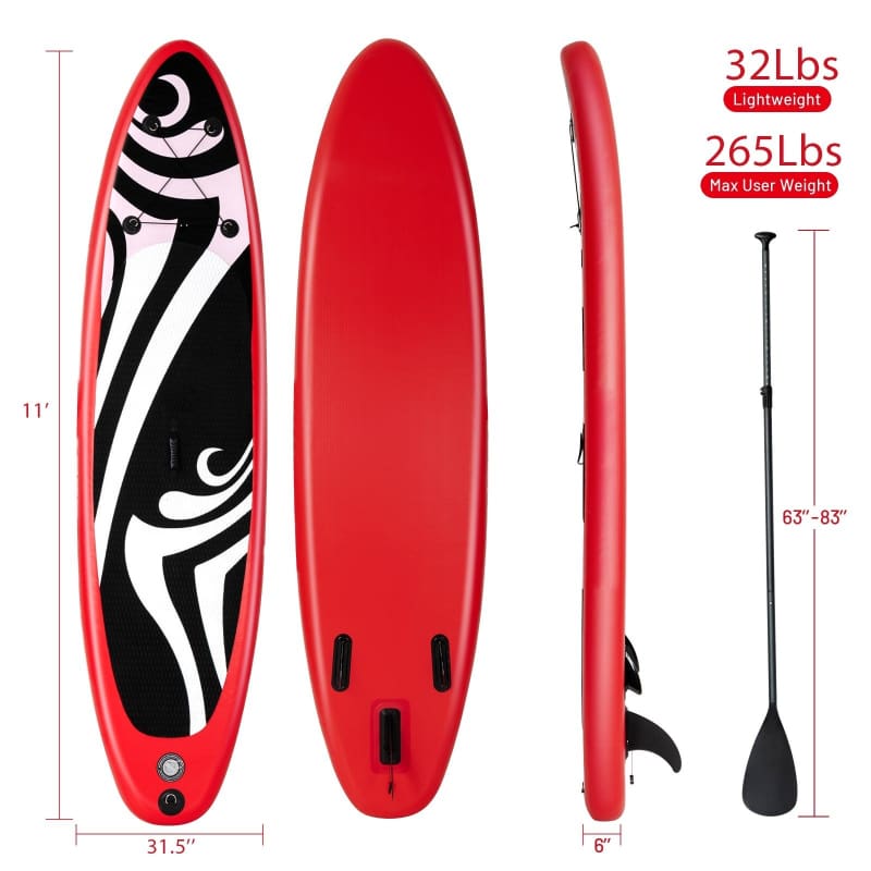 11’ Inflatable SUP with Adjustable Paddle Fin Paddle Board, Paddle Boards, Paddlesports Water Sports Goplus