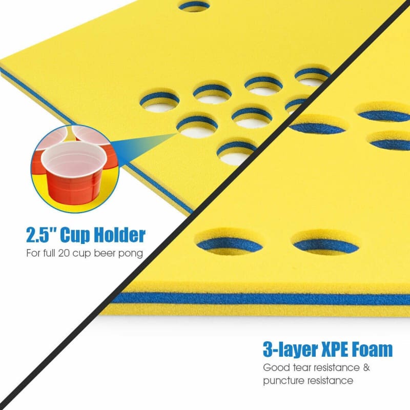 3-Layer Floating Beer Pong Table (5.5’ x 23.5) floats, pool, pool party, pool toys, Watersports Floats Goplus