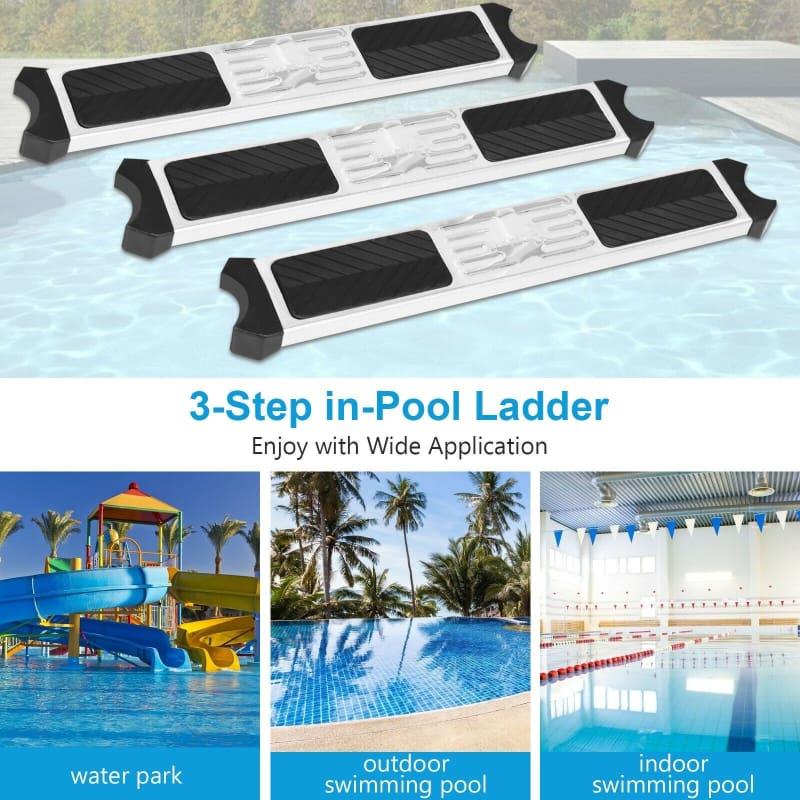 3-Step Stainless Steel Non-Slip Swimming Pool Ladder pool, pool maintenance pool KARISI