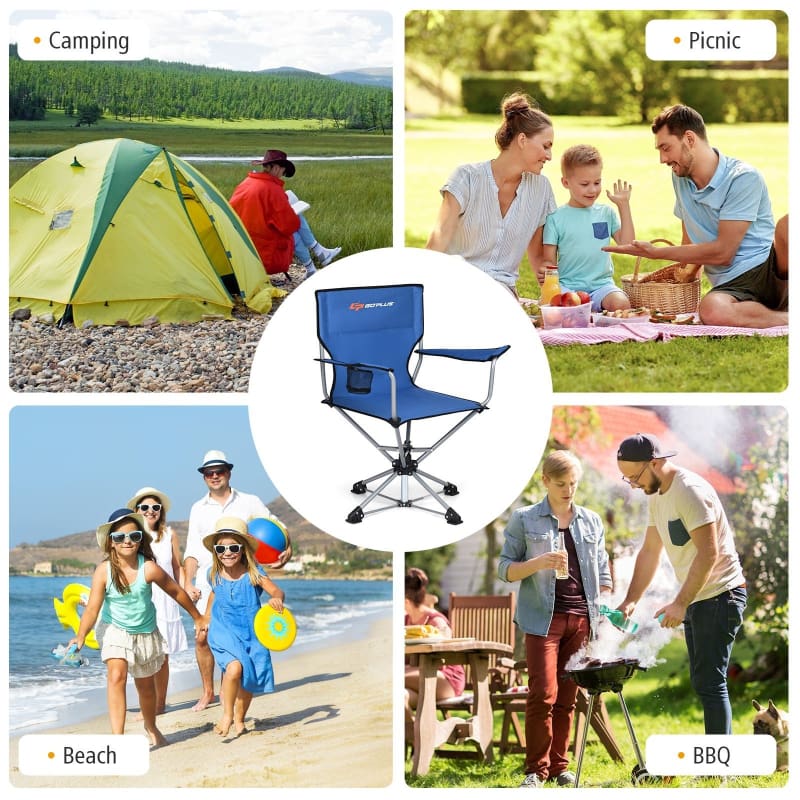 360° Free Rotation Collapsible Portable Swivel Camping Chair Camping, Camping | Accessories, Outdoor | Camping Goplus
