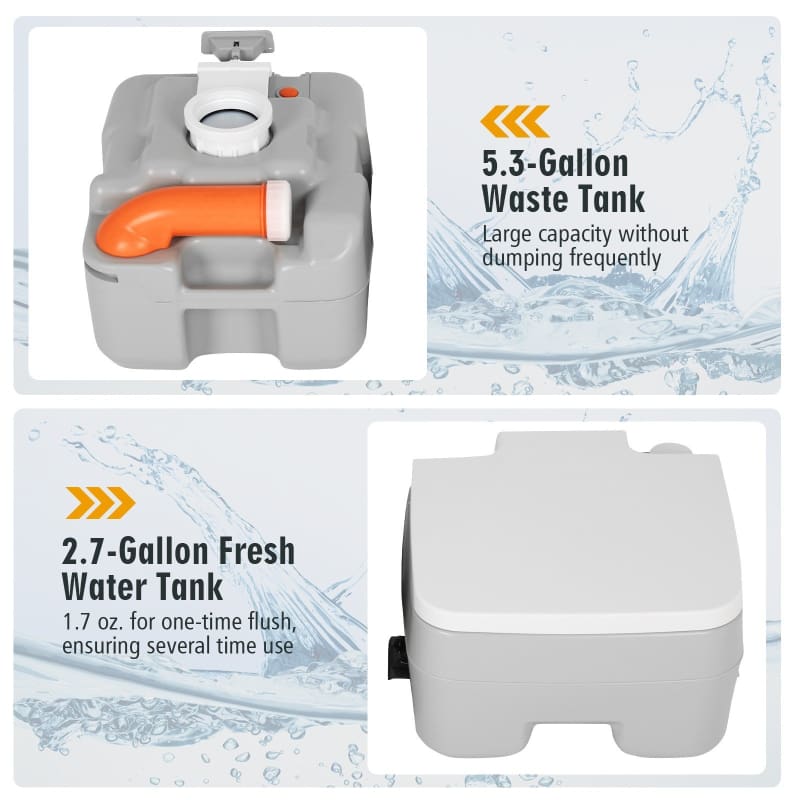 5.3 Gallon Portable Travel Toilet with Piston Pump Flush Camping, Camping | Accessories, Camping | Portable Toilets, Marine Plumbing & 