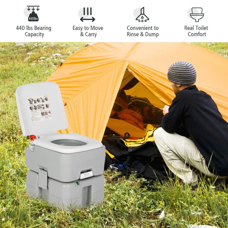 5.3 Gallon Portable Travel Toilet with Piston Pump Flush Camping, Camping | Accessories, Camping | Portable Toilets, Marine Plumbing & 