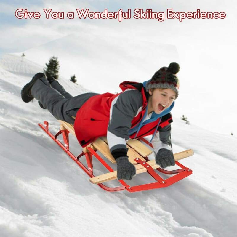 54 Kids Wooden Snow Sled w/ Metal Runners & Steering Bar Outdoor | Winter Sports, Sled, winter, Winter Sports Winter Sports Goplus