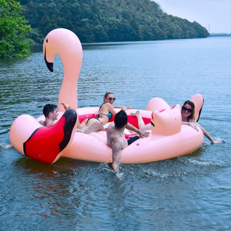 6-Person Inflatable Flamingo Floating Island With Electric Pump floats, Watersports, Watersports | Floats Floats Goplus