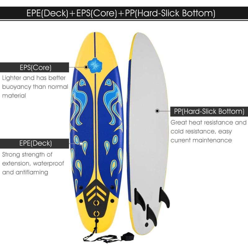 6’ Surf Foamie Surfboard Surfboard, Surfing, Watersports Water Sports Goplus