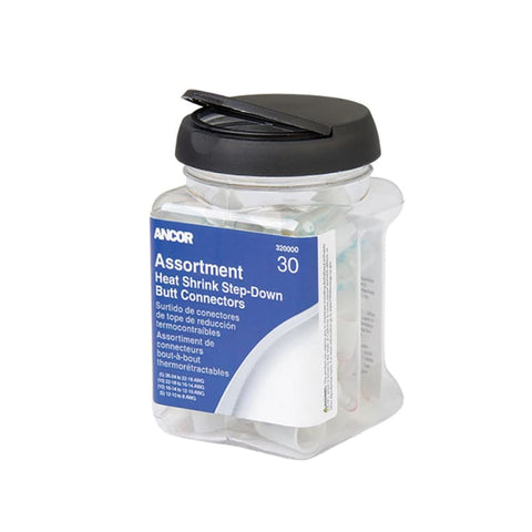 Ancor Heat Shrink Multi-Wire Step Down Butt Connectors 24-8 Assorted 30-Piece Jar [320000] 1st Class Eligible, Brand_Ancor, Electrical,