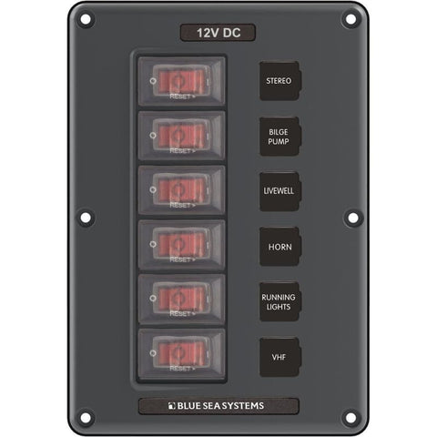 Blue Sea 4322 Circuit Breaker Switch Panel 6 Position - Gray [4322] Brand_Blue Sea Systems, Electrical, Electrical | Electrical Panels 