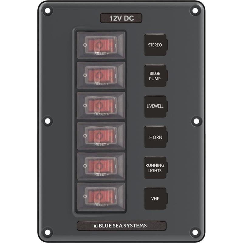 Blue Sea 4322 Circuit Breaker Switch Panel 6 Position - Gray [4322] Brand_Blue Sea Systems, Electrical, Electrical | Electrical Panels 