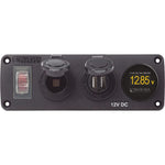 Blue Sea 4366 Water Resistant USB Accessory Panel - Circuit Breaker 12V Socket Dual USB Charger Mini Voltmeter [4366] 1st Class Eligible, 