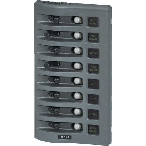 Blue Sea 4378 WeatherDeck Water Resistant Circuit Breaker Panel - 8 Position - Grey [4378] Brand_Blue Sea Systems, Electrical, Electrical | 