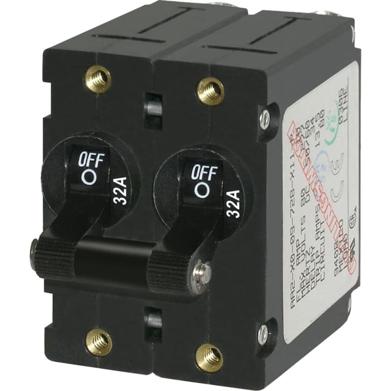 Blue Sea 7349 A-Series Double Pole Toggle - 32A - Black [7349] 1st Class Eligible, Brand_Blue Sea Systems, Electrical, Electrical | Circuit 