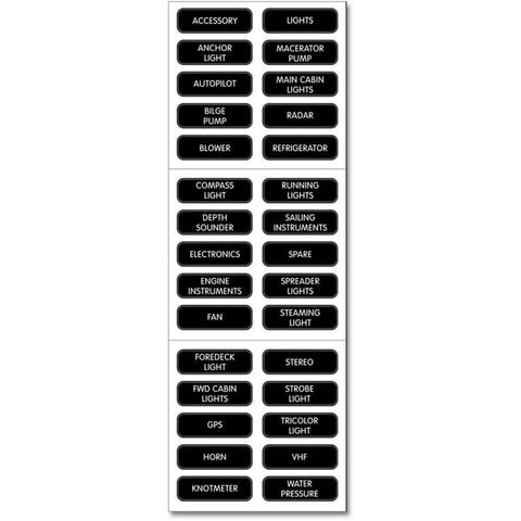 Blue Sea 8030 DC Panel Basic 30 Label Set [8030] 1st Class Eligible, Brand_Blue Sea Systems, Electrical, Electrical | Switches & Accessories