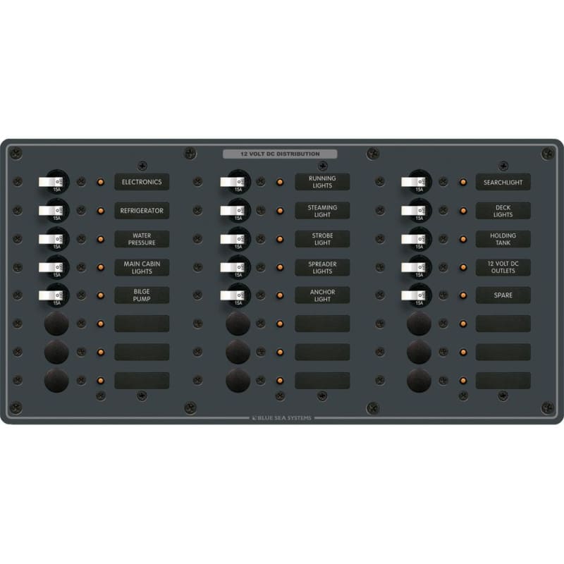 Blue Sea 8264 Traditional Metal DC Panel - 24 Positions [8264] Brand_Blue Sea Systems, Electrical, Electrical | Electrical Panels Electrical