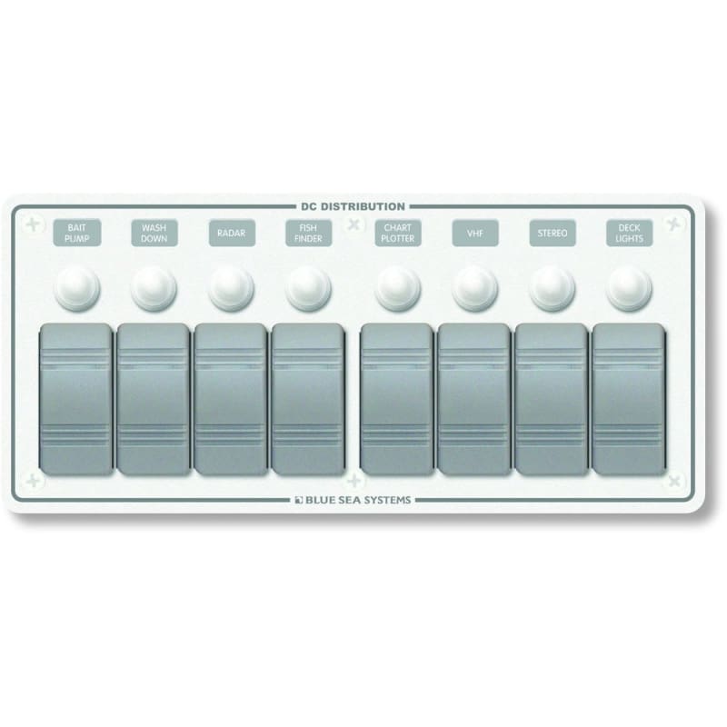 Blue Sea 8271 Water Resistant Panel - 8 Position - White - Horizontal Mount [8271] Brand_Blue Sea Systems, Electrical, Electrical | 