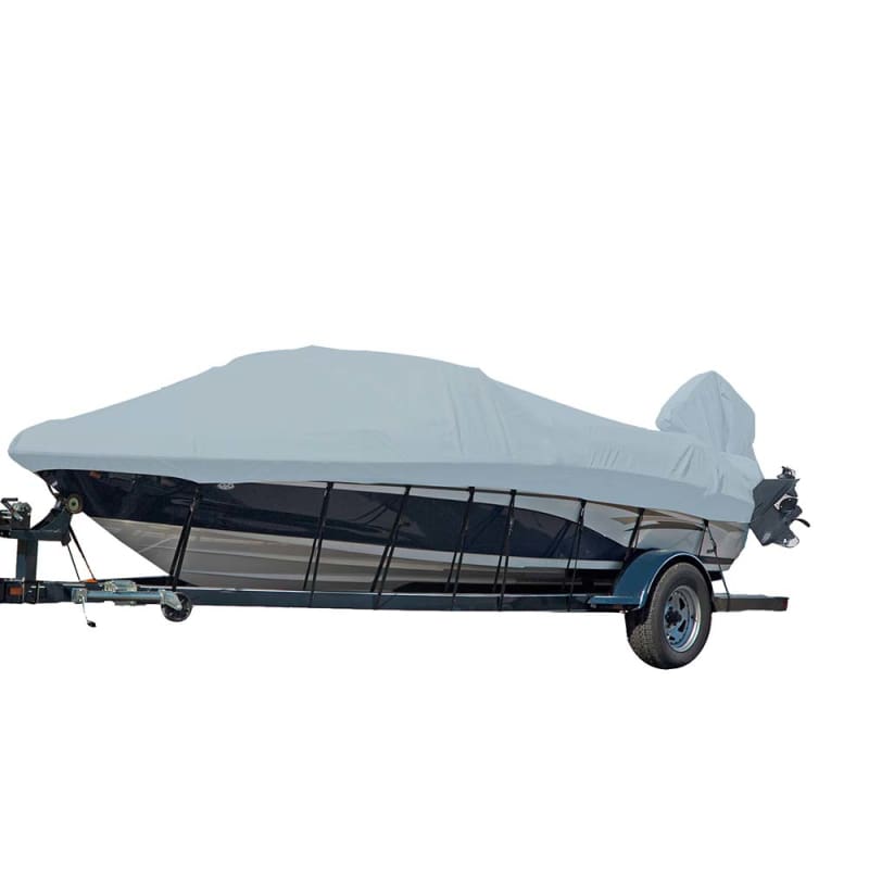 Carver Sun-DURA Styled-to-Fit Boat Cover f/14.5 V-Hull Runabout Boats w/Windshield Hand/Bow Rails - Grey [77014S-11] Boat Outfitting, Boat