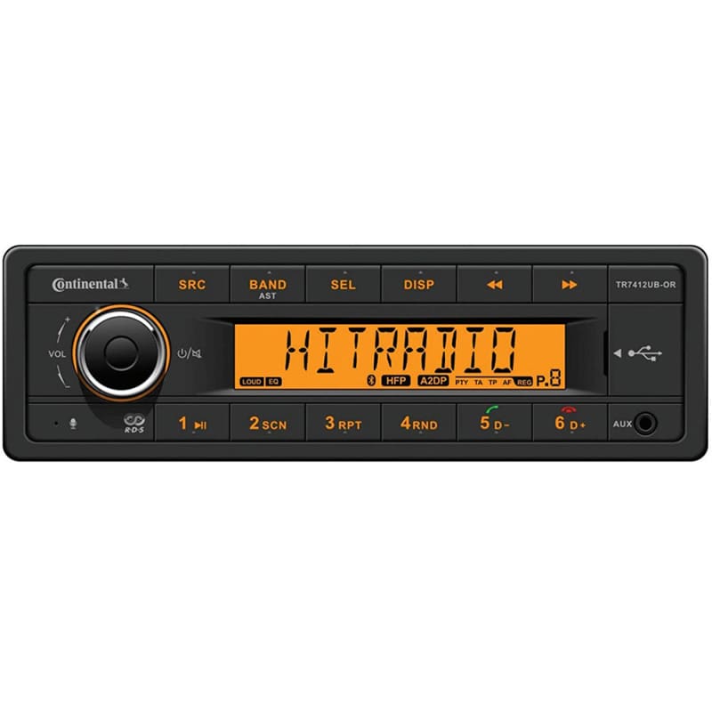 Continental Stereo w/AM/FM/BT/USB - Harness Included - 12V [TR7412UB-ORK] Brand_Continental, Entertainment, Entertainment | Stereos Stereos 