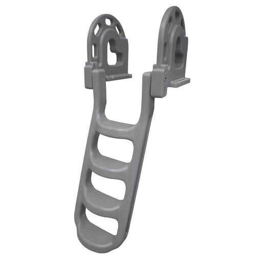 Dock Edge Stand-Off Flip-Up Polyethylene Roto Molded 4-Step Dock Ladder - Grey [2084-F] Anchoring & Docking, Anchoring & Docking | Ladders, 