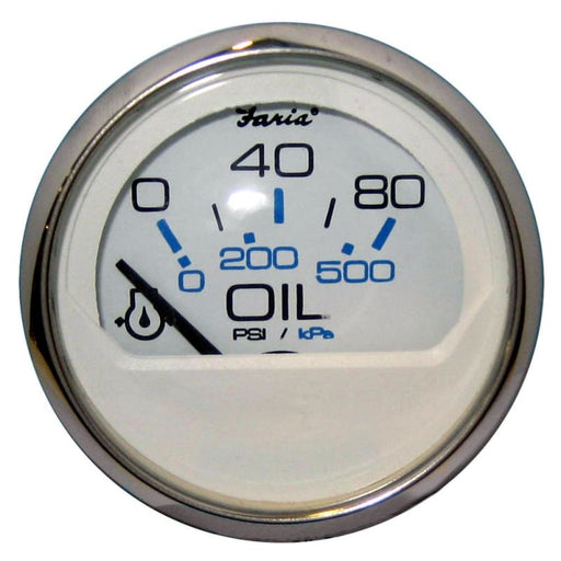 Faria Chesapeake White SS 2 Oil Pressure Gauge (80 PSI) [13802] 1st Class Eligible, Boat Outfitting, Boat Outfitting | Gauges, Brand_Faria 