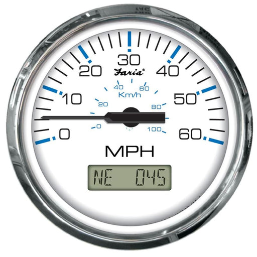 Faria Chesapeake White SS 4 Speedometer w/LCD Heading Display- 60MPH (GPS) [33826] Boat Outfitting, Boat Outfitting | Gauges, Brand_Faria 