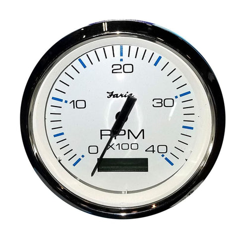 Faria Chesapeake White SS 4 Tachometer w/Hourmeter (4000 RPM) (Diesel) (Mech. Takeoff Var. Ratio Alt) [33834] Boat Outfitting, Boat 