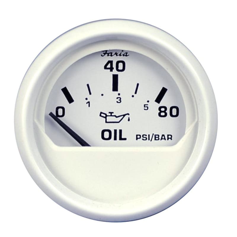 Faria Dress White 2 Oil Pressure Gauge (80 PSI) [13102] 1st Class Eligible, Boat Outfitting, Boat Outfitting | Gauges, Brand_Faria Beede 