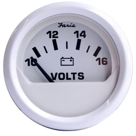 Faria Dress White 2 Voltmeter (10-16 VDC) [13120] 1st Class Eligible, Boat Outfitting, Boat Outfitting | Gauges, Brand_Faria Beede 